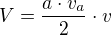 $V=\frac{a\cdot v_{a}}{2}\cdot v$