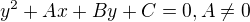 $y^2 + Ax + By + C = 0, A \ne 0$