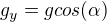 $g_y = g cos(\alpha)$