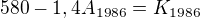 $580-1,4A_{1986}=K_{1986}$