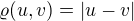 $\varrho(u, v) = |u-v|$
