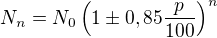 kopírovat do textarea $N_n = N_0 \left(1 \pm 0,85\frac{p}{100}\right)^n$