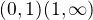 $(0,1) \union (1,\infty)$