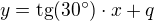 $y=\mathrm{tg}(30^{\circ})\cdot x+q$