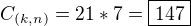 $C_{(k,n)}=21*7=\boxed{147}$