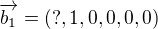 $\overrightarrow{b_1} = (?,1,0,0,0,0)$