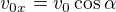 $v_{0x}=v_0\cos\alpha$