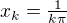 $x_k=\tfrac1{k\pi}$