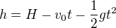 kopírovat do textarea $h=H-v_0t-\frac12gt^2$