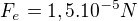 $F_{e}=1,5.10^{-5} N$