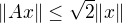 $\|Ax\|\leq \sqrt{2}\|x\|$