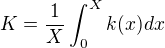 kopírovat do textarea $K = \frac{1}{X} \int_{0}^{X} k(x) dx$