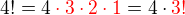 kopírovat do textarea $4! = 4\color{red}\cdot3\cdot2\cdot1 \color{black}= 4\cdot\color{red}3!$