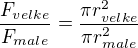 $\frac{F_{velke}}{F_{male}}=\frac{\pi r^2_{velke}}{\pi r^2_{male}}$