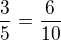 $\frac{3}{5}=\frac{6}{10} $