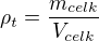 $\rho_t=\frac{m_{celk}}{V_{celk}}$