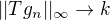 $||Tg_n||_\infty \to k$