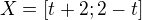 $X=[t+2;2-t]$
