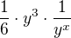 $\frac16 \cdot y^3\cdot \frac1{y^x}$