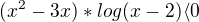 $(x^{2}-3x)*log(x-2)\langle0$