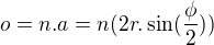 $o=n.a=n(2r .\sin(\frac{\phi}{2}))$