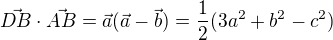 $\vec{DB}\cdot \vec{AB}=\vec{a}(\vec{a}-\vec{b})=\frac{1}{2}(3a^2+b^2-c^2)$