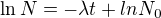 $\ln N=-\lambda t+ln N_{0}$