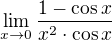 $\lim_{x\rightarrow0}\frac{1-\cos{x}}{x^2\cdot\cos{x}}$