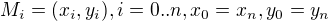 $M_{i}=(x_{i},y_{i}),i=0..n,x_{0}=x_{n},y_{0}=y_{n}$