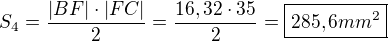 $S_4=\frac{|BF|\cdot |FC|}{2}=\frac{16,32 \cdot 35}{2}=\boxed{285,6mm^2}$