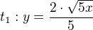 $t_{1}: y=\frac{2\cdot \sqrt{5x}}{5}$