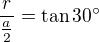 $\frac{r}{\frac a2}=\tan30^\circ $