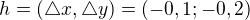 $h=(\triangle x, \triangle y) = (-0,1;-0,2)$