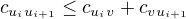 $c_{u_iu_{i+1}}\le c_{u_iv}+c_{vu_{i+1}}$