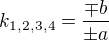 $k_{1,2,3,4} = \frac{\mp b}{\pm a}$