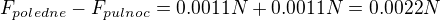 $F_{poledne}-F_{pulnoc}=0.0011 N+0.0011 N=0.0022 N$