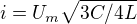 $i=U_{m}\sqrt{3C/4L}$