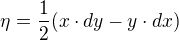 $\eta =\frac{1}{2}(x\cdot dy-y\cdot dx)$