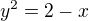 $y^2=2-x $
