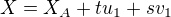 $X=X_A{}+tu_{1}+sv_{1}$