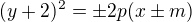 $(y+2)^{2}=\pm 2p(x\pm m)$