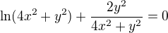 $\ln (4x^{2}+y^{2})+\frac{2y^{2}}{4x^{2}+y^{2}}=0$