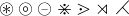 $\circledast\circledcirc\circleddash\divideontimes\gtrdot\rtimes\rightthreetimes$