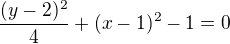 $\frac{(y-2)^2}{4}+(x-1)^2-1=0$