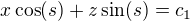 $x\cos(s)+z\sin(s)=c_1$