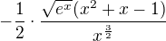kopírovat do textarea $-\frac12 \cdot \frac{\sqrt{e^x}(x^2+x-1)}{x^{\frac32}}$