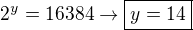 $2^y=16384 \rightarrow \boxed{y=14}$