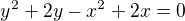 kopírovat do textarea $y^2+2y-x^2+2x=0$
