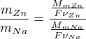 $\frac{m_{Zn}}{m_{Na}}=\frac{\frac{M_{mZn}}{F\nu _{Zn}}}{\frac{M_{mNa}}{F\nu _{Na}}}$