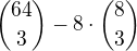 ${64\choose3}-8\cdot{8\choose3}$